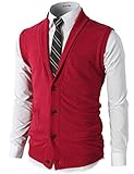 H2H Mens Casual Slim Fit V-Neck Button-Front Shawl Collar Vest With Pockets