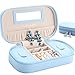 JL LELADY JEWELRY LELADY Small Jewelry Box Portable Travel Jewelry Case Organizer Faux Leather Storage Holder with Mirror for Earrings Rings Necklaces, Gifts for Women Girls Small Size (Sky Blue)