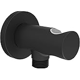 Aquaiaw Wall Supply Elbow with O-Ring Flange, Tapered 1/2 NPT Female Inlet, Solid Brass Wall Union With Handshower Holder, Ro