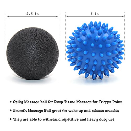 KMMIN Spiky Massage Ball, Massage Ball Roller Set - Lacrosse and Foot Spiky Ball Perfect for Plantar Fasciitis, Foot, Back, Neck, Deep Tissue Massage, Physical Therapy Equipment Includes Holder Bag - Thumbnail 5