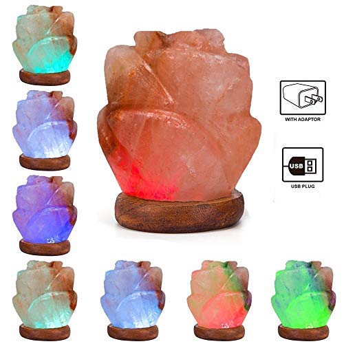 Niubity Himalayan Pink Natural Salt Lamp,USB Wooden Base Himalayan Crystal Rock Salt Lamp Air Purifier Night Light (Rose)