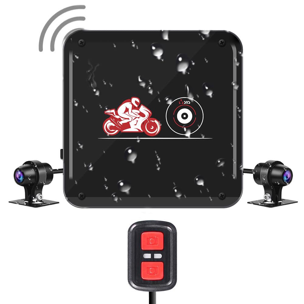 VSYSTO WiFi Motorcycle Dash Camera, Full Body Waterproof Starlight Night Vision HD 1080P Front and Rear Camera Sport Accident Proof Motorbike Camera DVR System, G-sensor, Loop Recording (B6L)