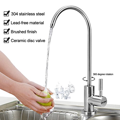 FS-TFC Kitchen Water Filter Faucet Kitchen Bar Sink Drinking Water Faucet Fits most RO Units or Water Filtration System Brushed Finish Not Chrome,Lead-Free,1/4-inch Tube