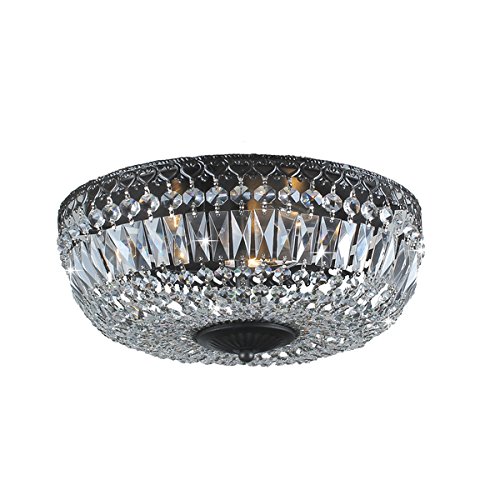 Emilia 14Inch Antique Black Crystal Flush Mount Chandelier