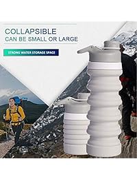 Weisika - Botella de agua plegable de silicona de 550 ml, sin BPA, para deportes, viajes, aprobado por la FDA, portátil, a prueba de fugas, de silicona, plegable, reutilizable, para correr, caminar, acampar, senderismo
