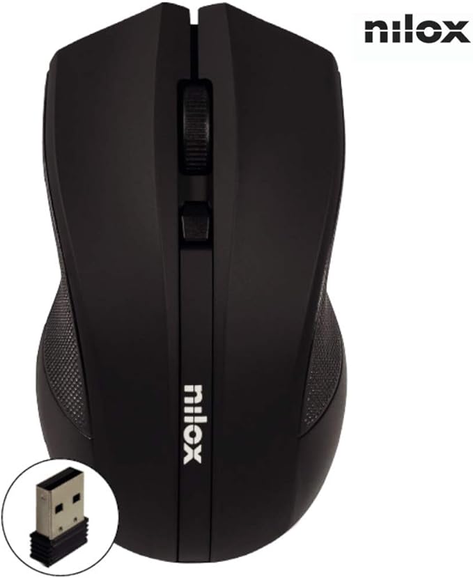 Nilox Mouse Wireless Ergonomico: Silenzioso, 6 Pulsanti, DPI Regolabile (800/1600/3200), Batteria AA, Per PC Windows/Linux/Mac, Bianco