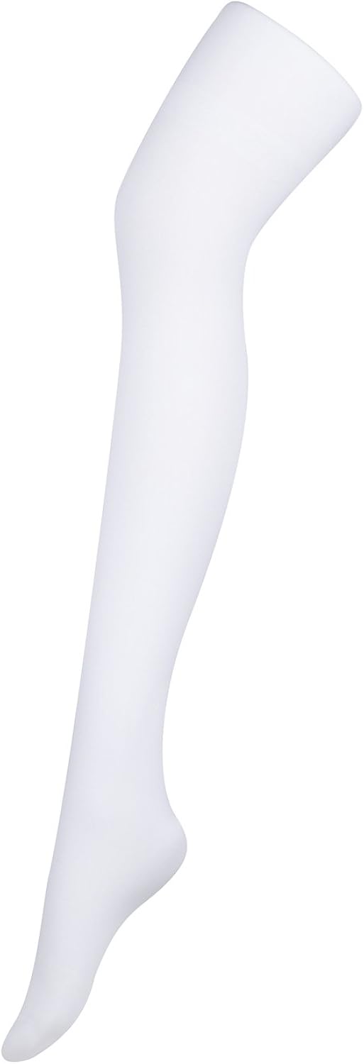 MOOCHI Women 80 Denier Semi Opaque Tights, White, One size fits 100-180LBS at  Women’s Clothing store