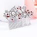 EVER FAITH Bridal Side Comb Rhinestone Pearl Bride Hair Accessories Flower Wedding Headpiece for Bridesmaids Red Silver-Tone