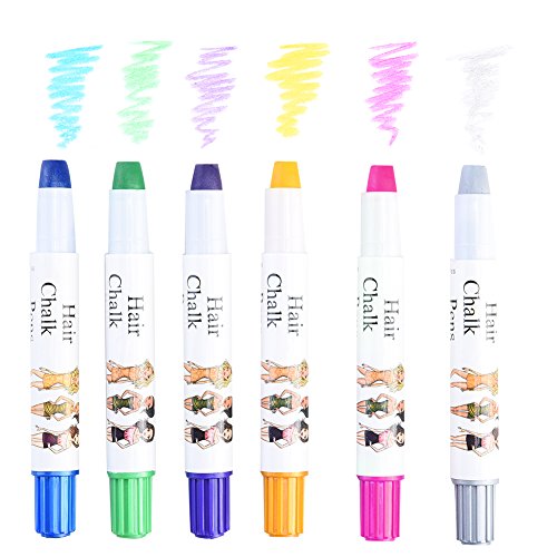 Pretty See Colorful Hair Chalk Set Blendable Hair Color Pens Temporary Hair Chalks with 6 Different Colors, Suitable for Adolescent