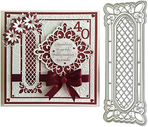 UanBO9wykh Cutting Die (●_●), 4Pcs/Set Lattice Window Frame Cutting Die for DIY Scrapbooking Embossing Cards for Card Aking Paper Crafts Themed Invitations Album Decoration Photo Frame Silver