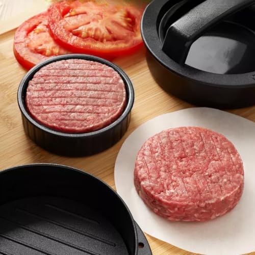 Forma De Hambúrguer 3 em 1 Modelador De Hamburguer 12,3cm x 10,5cm Base Removível Facil De Usar e Limpar hamburguer Artesanal Caseiro Churrasco