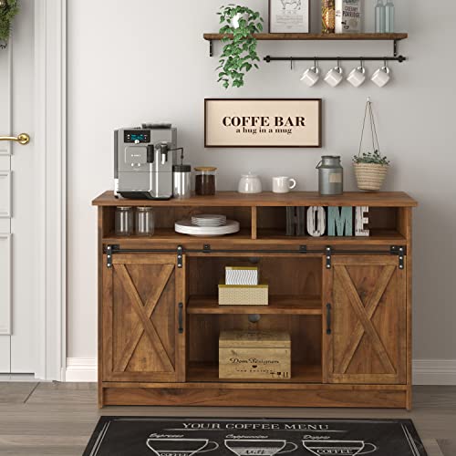 Farmhouse Coffee Bar 52" Kitchen Sideboard Buffet Storage