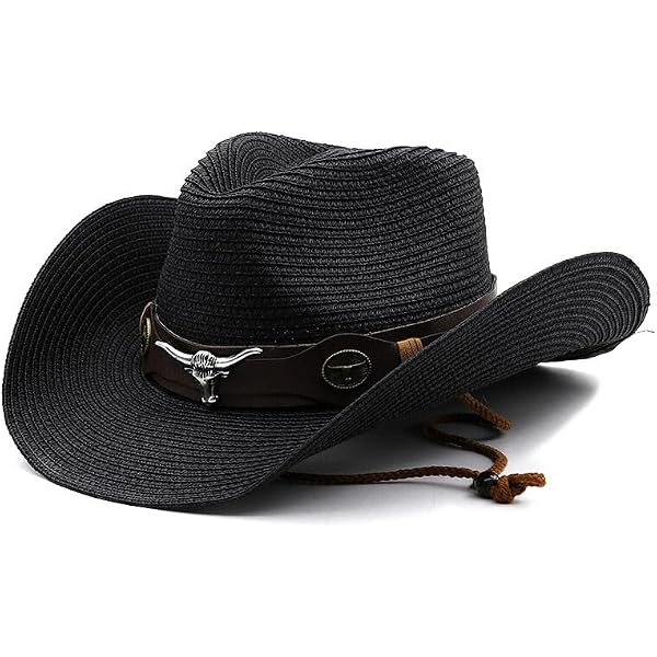 VINTAGE COWBOY HAT 80s HAT WORKS Black Straw Western Sun Beach Hiking Travel VINTAGE COWBOY HAT 80s HAT WORKS Black Straw Western Sun  main image 3