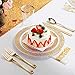 IOOOOO 120 Pieces Gold Plastic Plates, Lace Design Disposable Plates, Plastic Wedding Plates Includes: 60 Dinner Plates 10.25 Inch and 60 Dessert Plates 7.5 Inch