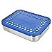 LunchBots Large Trio Stainless Steel Lunch Container -Three Section Design for Sandwich and Two Sides - Metal Bento Lunch Box - Eco-Friendly - Stainless Lid - Blue Dots
