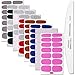 WOKOTO 8 Sheets Adhesive Nail Polish Stickers Tips With 1Pcs Nail File Full Wraps Nail Decal Strips Solid Color Glitter Manicure Kits For Girls