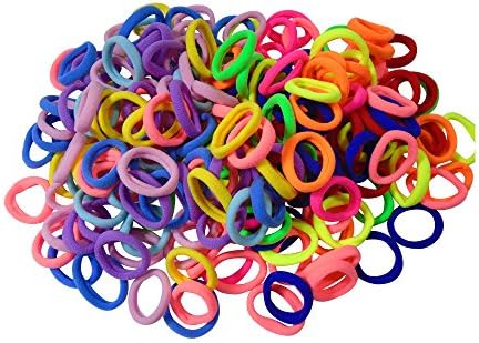 Elastics Hair Bands Ties. Tiny Soft Elastic Bands for Toddlers Girls, Baby, Kids, Women, Men - No Crease Ponytail Holders - No Aches Durable Hair Ties 2.7 cm Small Size. 200 Pieces. 13 Colors.
