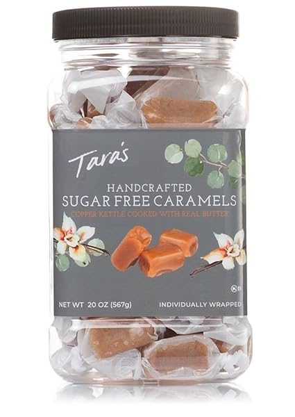 TARA’S GOURMET SUGAR FREE CARAMELS | HAND CRAFTED ALL NATURAL CANDY | CREAMY & INDIVIDUALLY WRAPPED WITH REAL BUTTER (20 OZ)