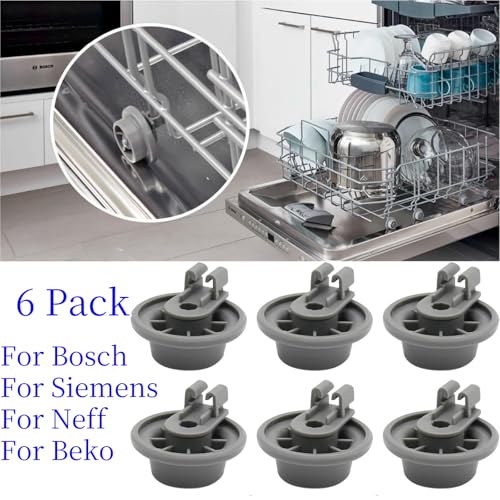 611475 Dishwasher Lower Rack Wheel Assembly For Bosch Siemens Neff Beko Dishwasher Lower Rack Roller Replacement #bsh-00611475 1559847 AH3477735 AH8727387 - Grey, 6 Pack