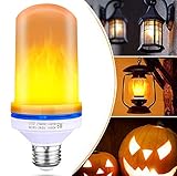 LED Flicker Flame Effect Bulb - 2 Pack Fire Light with Upside Down E26 Base Atmosphere Lights for Indoor Outdoor Christmas Halloween Home Hotel Bar Party Decoration (Orange)