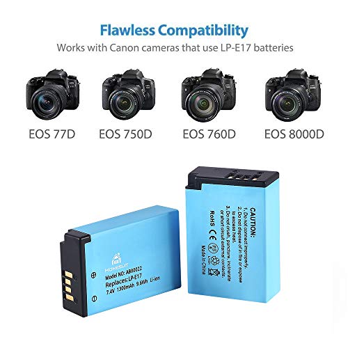 Homesuit LP E17 Battery 2Pack and USB Dual Charger Kit for Canon EOS