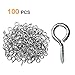 100pcs Screw Eye,1 inch Lag Eyebolts Thread Eye Screws, Silver Plated Metal Eye Shape Screw Hooks Self-Tapping Screws Hooks Ring