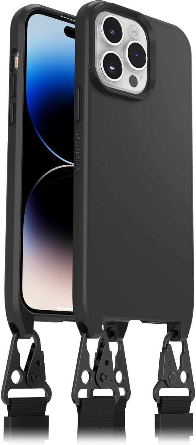 OtterBox React Lanyard Case with MagSafe for iPhone 14 Pro Max, Ultra-Slim, Protective Case with Adjustable and Detachable Necklace Strap, Tested to Military Standard, Black - Non-Retail Packaging