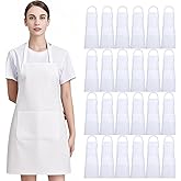Nymmoata 2/8/12/24 PCS White Aprons with Pockets: Unisex Apron Bulk with Extra Long Ties for Cooking Baking Crafting