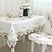 Damask Rose red Little Plum Embroidered Beige Tablecloth Square 32 inch Approx