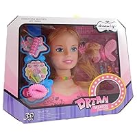 ALLKINDATHINGS Children Kids Girls Hair Styling Dream Dolls Head Play Set with Accessories