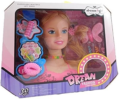 Allkindathings Childrens Girls Hair Styling Doll Head Play Set 22cm with