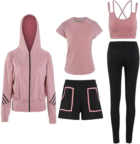 Amazon ジャージ 上下 レディース スポーツウェア ランニングウェア レディース セット フィットネスウェア レディース トレーニングウェア 半袖 ジムウェア レディース ウォーキング ウェア レディース 上下セット ジョギングウェア レディース パーカー Mkr 00 Pk L