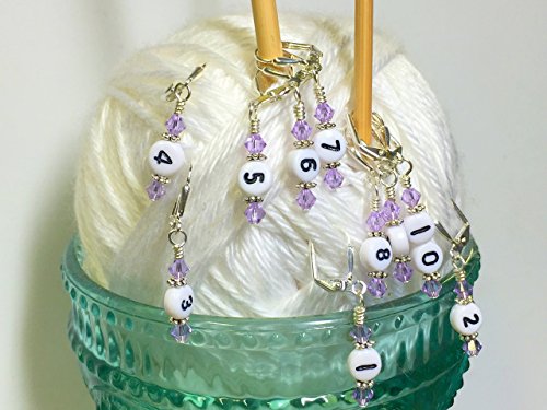 image for Jill's Beaded Knit Bits Numbered Stitch Marker Jewelry Set- Lilac, wom