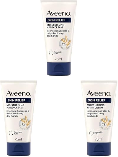 Aveeno Skin Relief Hand Cream Moisturiser 75 ml Pack of 3 Triple Oat Complex