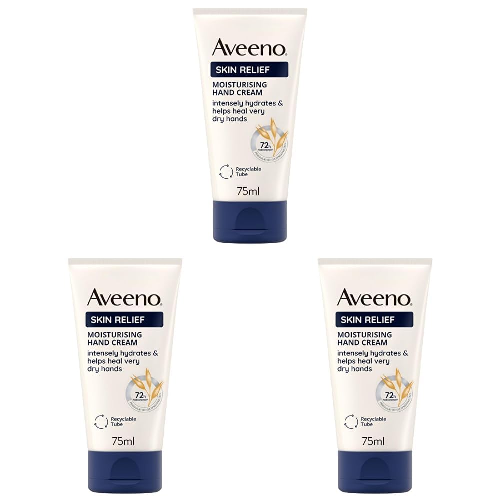 Aveeno Skin Relief Moisturising Hand Cream (1x 75ml), Unscented With Soothing Triple Oat Complex and Shea Butter with Intense Hydration, Help's Relieve Dry, Tight and Sensitive Skin
