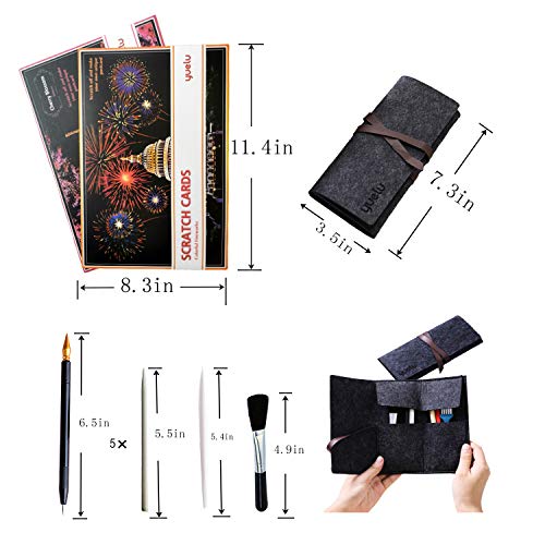 Scratch Paper Rainbow Scratch Art Paper Scratch Arts and Crafts for Adults and Kids DIY Art Craft Night View Painting Kits with 8 Sheets Scratch Cards & Scratch Drawing Pen (Girl&Street Corner)