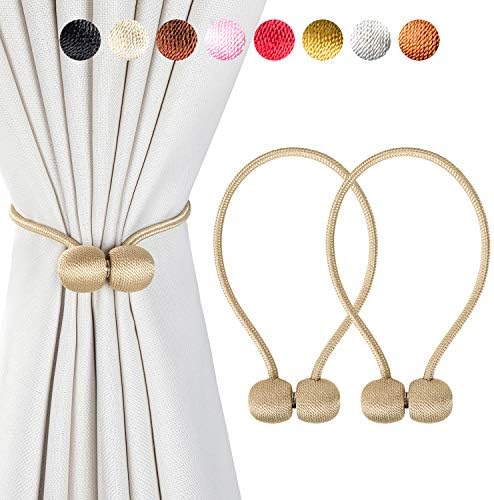 Giayouneer 2 Pack Magnetic Curtain Tiebacks - 16 Inch Strong Magnetic Decorative Curtain Buckle Holdbacks for Window Décor - 1 Pairs, Gold