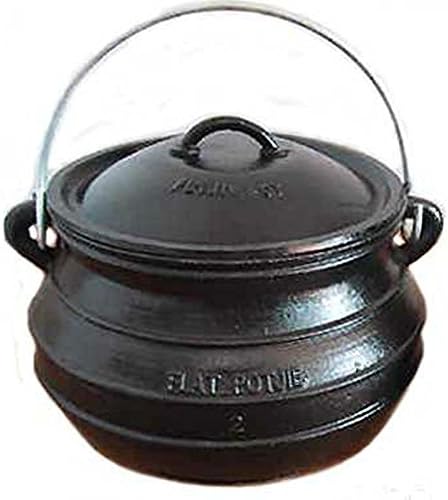 7QT Cast iron Dutch oven #2 Flat bottom Potjie Bean pot Campfire Survival