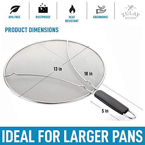 Zulay Kitchen Large Splatter Screen for Frying Pan (13") Blocks Hot