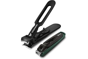 VANWIN Nail Clipper Set 2 Pack, Heavy Duty Toenail Clippers for Thick Toenails and Sturdy Finger Nail Clippers with Catcher, Ultra Sharp Stainless Steel Nail Cutter Nail Clippers for Men Women Adult