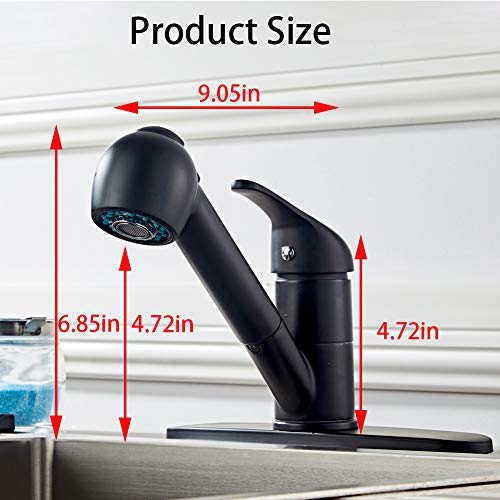 FRMARCH Commercial Single Handle Kitchen Faucets with Pull Down Sprayerï¼ŒHigh Arch Brushed Nickel Hot & Cold Water Kitchen Laundry Utility Sink Faucet With Two-function Nozzle- Black
