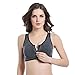 WANAYOU Women's Zip Front Sports Bra Wireless High Impact Active Yoga Sports Bras Grey L