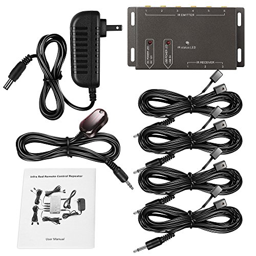 Amanka Infrared (IR) Remote Control Repeater Remote Control Extender Kit to Control up to 8 Hidden A/V Devices (Black)