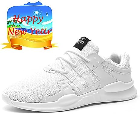 Oumanke Men's Casual Breathable Sports Shoe Athletic Lace Up Fashion Sneakers White-2-45