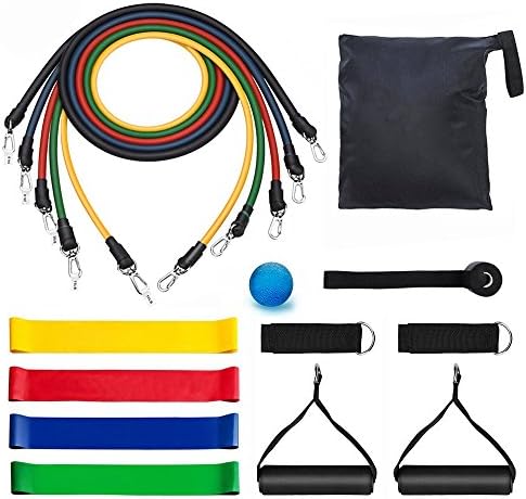 Resistance Band Set 16 Pieces with Exercise Tube Bands,Loop Bands,Door Anchor, Ankle Straps , Foam Handles and Grip Ball - Exercise Guide for Resistance Training, Home Workouts ,Gift Case Package