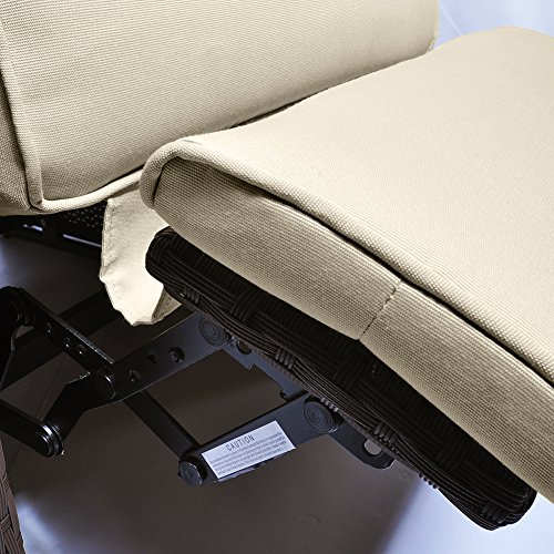 Babylon Outdoor Recliner Wicker Patio Adjustable Recliner Chair with 5.11" Cushions and Ottoman,Rust-Resistant Aluminum Frame,All-Weather Resin Rattan, Brown& Khaki