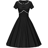 GownTown Women's 1950s Vintage Dress Dot Plaid Swing Cocktail Dresses with Pockets