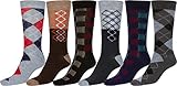 Sakkas 70501G2 - Men's Crew High Patterned Colorful Design Dress Socks Asst Value 6-Pack - Checker and Argyle-2 - 10-13