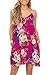 BTFBM Women's 2019 Summer Casual Floral Printed Sleeveless V-Neck Short Dress with Pockets (Rose Red, Small)