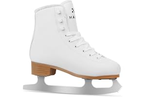 HALOSK Premium Leather Womens/Girls Figure Ice Skates - Memory Foam Collar Beginner Youth Ice Skates with Stainless Steel Blade, Women Size 5 6 7 8 9 10